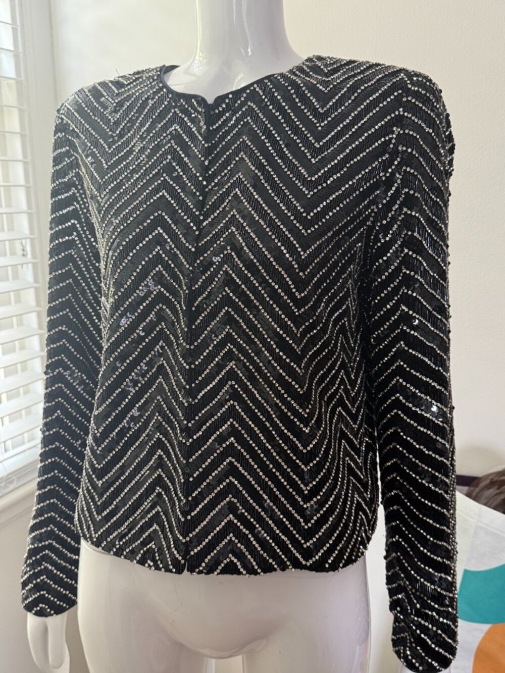 Alice + Olivia Stacey Bendet Black Beaded Sequin Jacket Size L NWT $995 Evening